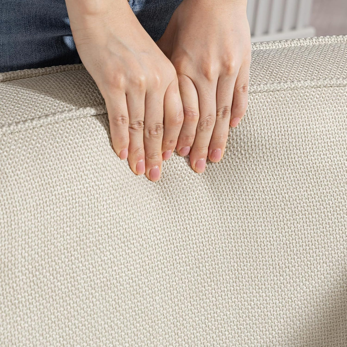 HOMCOM Fauteuil 360° draaibaar Loungestoel Relaxstoel met geïntegreerde rugleuning en armleuningen, linnenlook, gestoffeerde stoel voor slaapkamer Beige