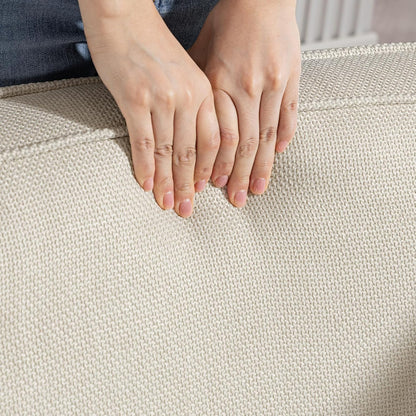 HOMCOM Fauteuil 360° draaibaar Loungestoel Relaxstoel met geïntegreerde rugleuning en armleuningen, linnenlook, gestoffeerde stoel voor slaapkamer Beige