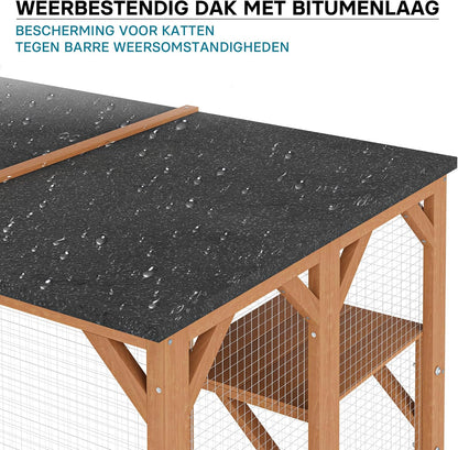 Houten outdoor huisdier box voor katten 180 x 80 x 114 inch met 3 platforms