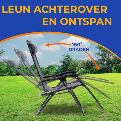 Serenelife Sun Lounger, Set of 2 Sun Loungers - Adjustable Garden Loungers with Side Table, 2 Cup Holders and Removable Cushions - Foldable and Portable Lounge Chairs for Terrace,Garden,Beach - Anthracite - QUORE