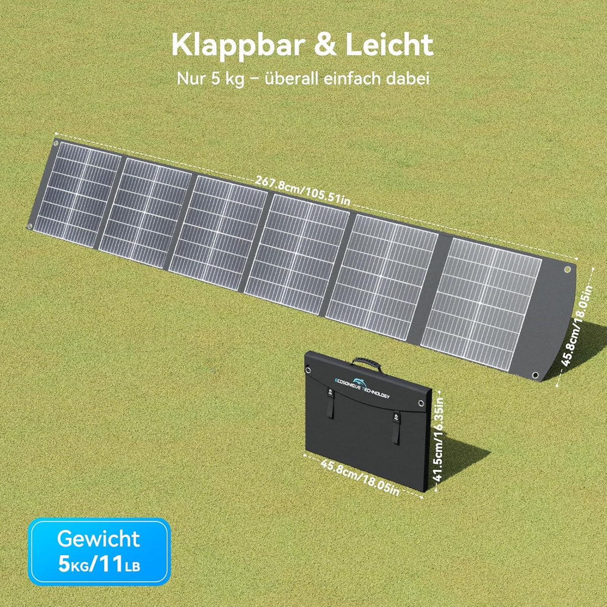 Ecosonique Opvouwbaar zonnepaneel, 200 W, monokristallijn zonnepaneel met USB-C 65 W PD3.0, USB-A QC3.0 snel opladen, MC4-uitgangen, verstelbare standaard voor powerstations, camper en outdoor