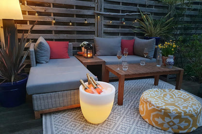 8 seizoenen design Shining Curvy Cooler LED flessenkoeler Ø 39 cm, (wit), met kleurwisselaar (15 kleuren), XL champagne + wijnkoeler voor 4-5 grote flessen, drankenkoeler, voor feest + bruiloft