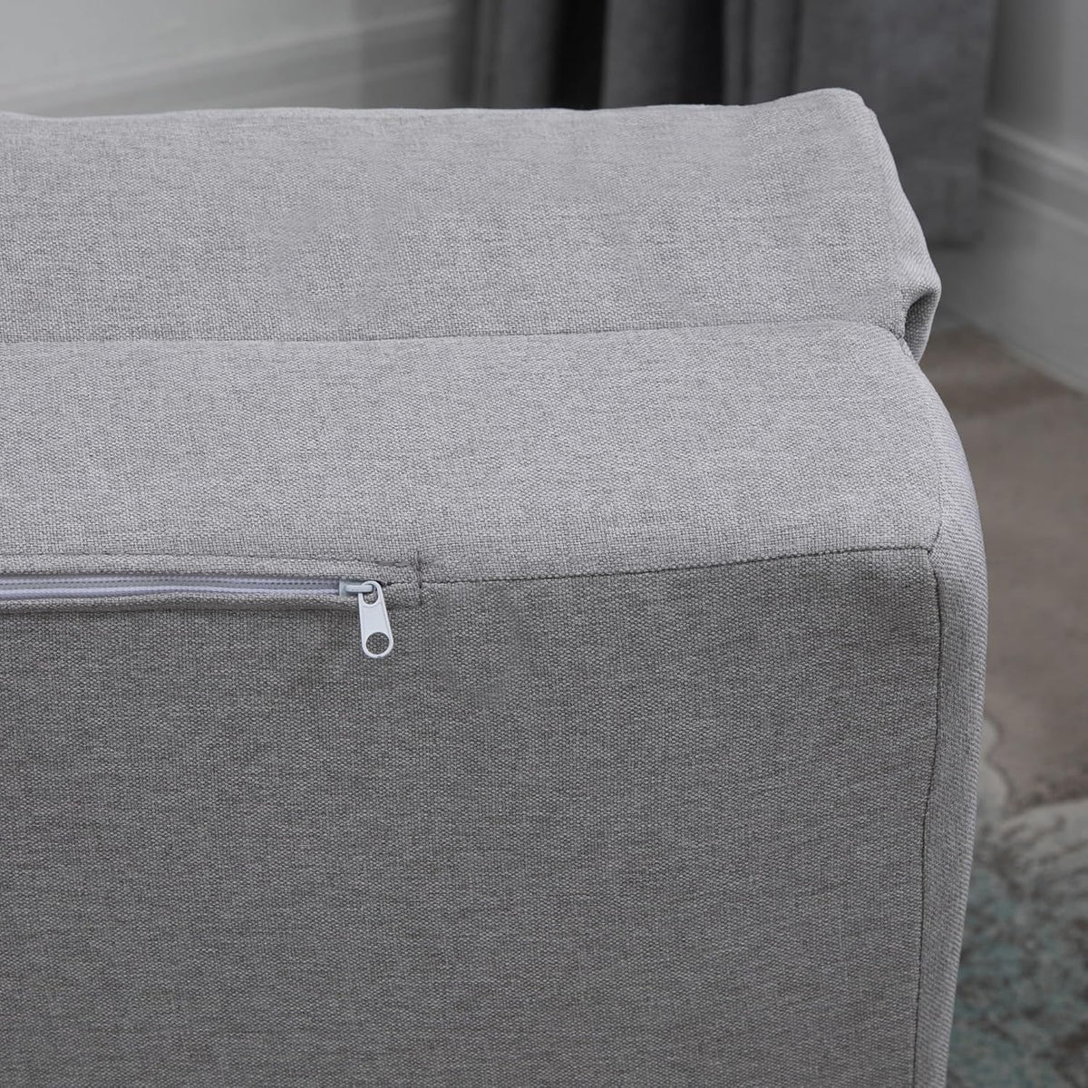 HOMCOM Bodensessel 2-in-1 Klappbett mit verstellbarer Rückenlehne Bodensofa mit Zierkissen, Bodensitzkissen für Wohnzimmer, Schlafzimmer, Leinen, Grau - QUORE