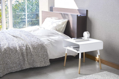 Yamazaki 4229 PLAIN Low Side Table, white, Steel/Wood, 35 x 35 x 35 cm