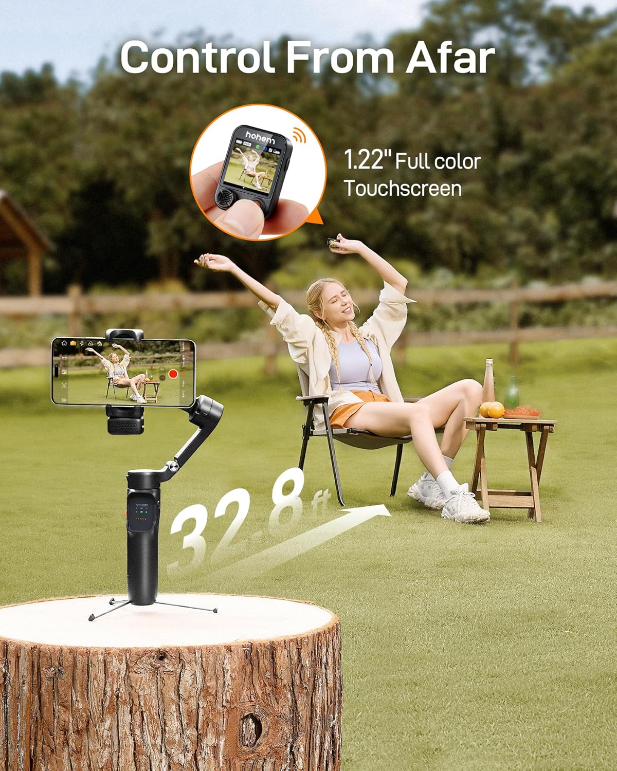 hohem iSteady V3 Ultra Smartphone Gimbal, iPhone Gimbal met 360° Follow, Multimodale AI Tracker, 1,22" Touchscreen & Opvouwbaar Ontwerp, iSteady 9.0 Telefoonstabilisator voor Filmen