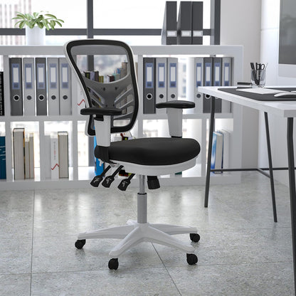 Bureaustoel – Office Chair – Werkstoel – Gaming Stoel – Draaistoel – Ergonomisch Mesh – Verstelbare Armleuningen – Wit Frame