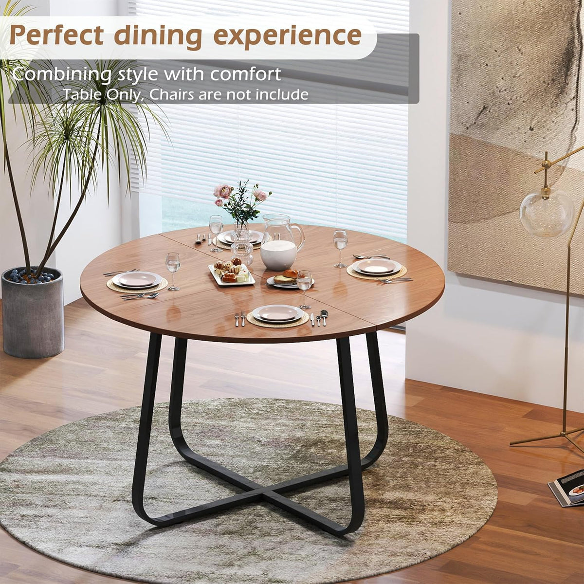 Eetkamertafels rond, 120 cm, houten eettafel, walnootbruin, moderne eettafel voor keuken, woonkamer, eetkamer, terras, binnenplaats, café, kantoor en andere plaatsen