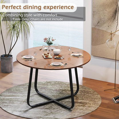 Eetkamertafels rond, 120 cm, houten eettafel, walnootbruin, moderne eettafel voor keuken, woonkamer, eetkamer, terras, binnenplaats, café, kantoor en andere plaatsen