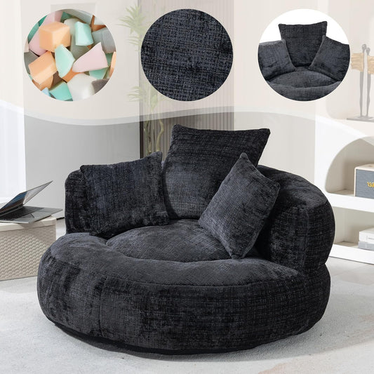 Lazy Sofa Durable Comfort Lounger zitzak met hoge rug, met drie kussens voor volwassenen en kinderen, binnen en buiten, single gamingbank, stoel voor slaapkamer, kantoor - QUORE