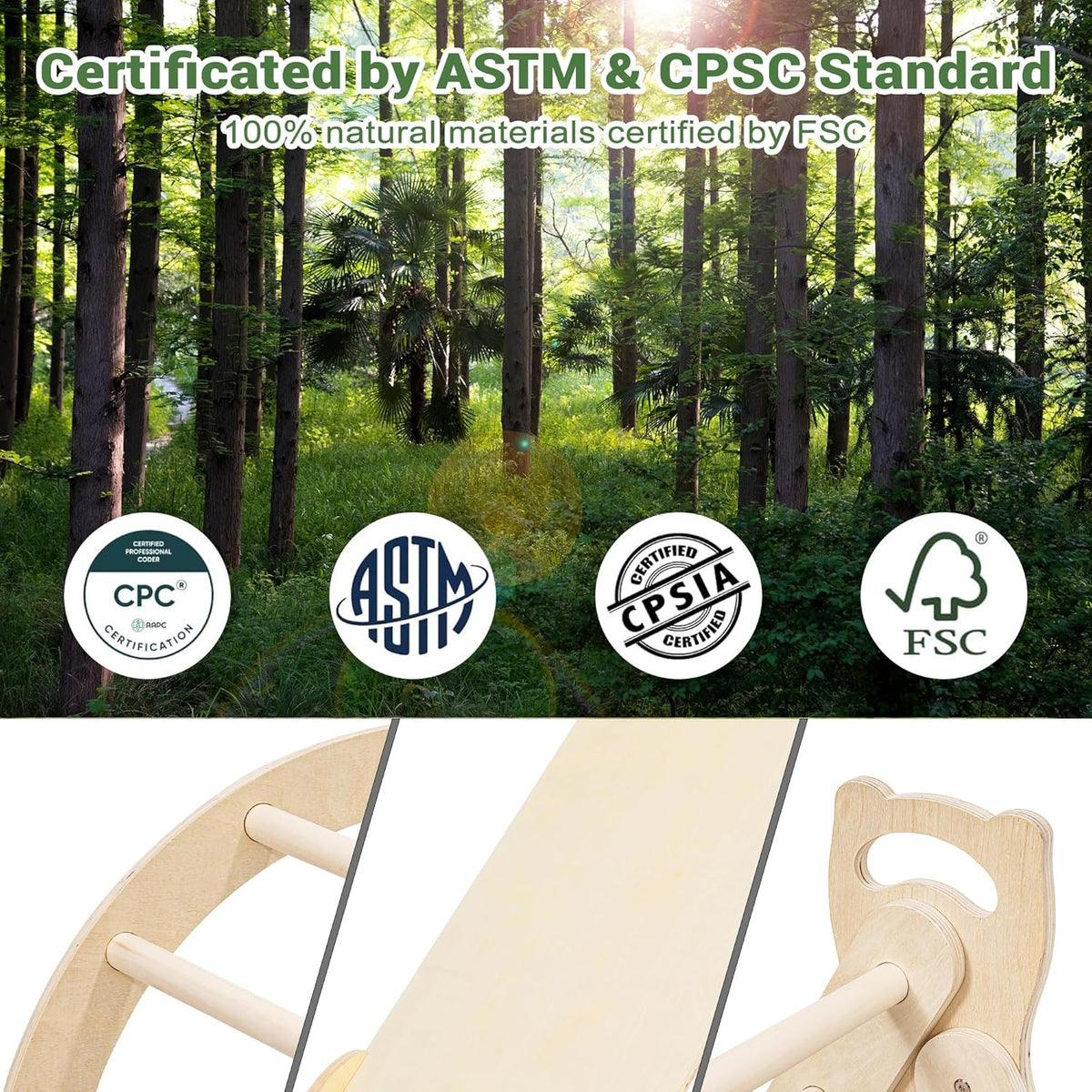 Peuter klimframe voor peuters leeftijd 1 2 3 4 5, indoor kinderen houten klimframe met glijbaan driehoek klimboog en kussen Montessori speelgoed peuter kind gym - medium (natuurlijk en ongeverfd)