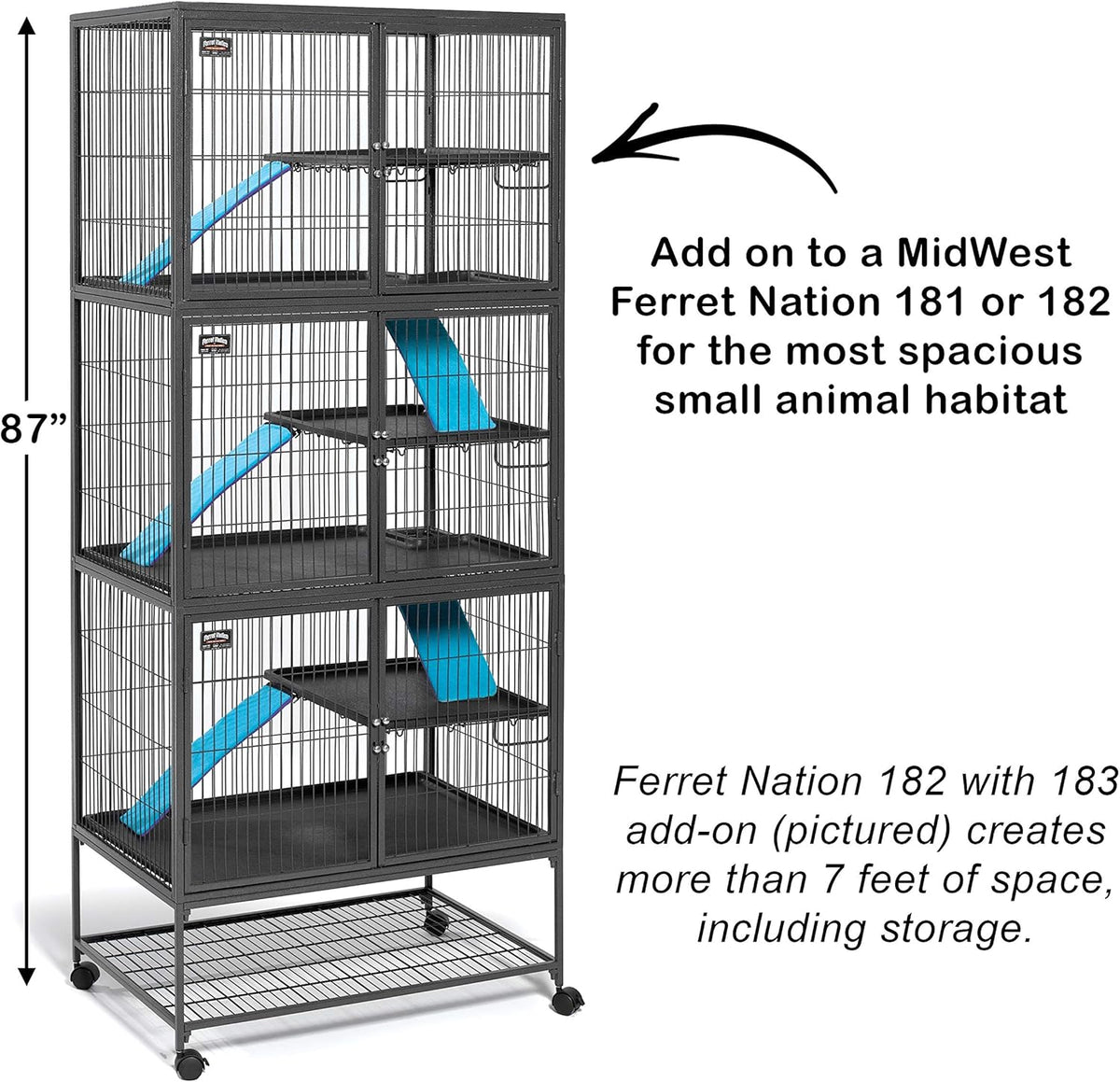 Midwest Huizen voor Huisdieren Ferret Nation Cage, Single Story, Platinum Gray