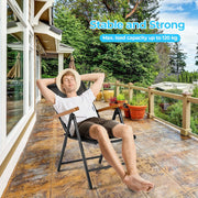 Aluminium Tuinstoelen set van 2, Inklapbare Buitenstoelen met Armleuning van Imitatiehout, 7-voudig Verstelbare Rugleuning, Ademend Balkonstoel campingstoel voor Veranda's Terrassen