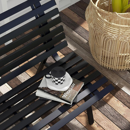 Outsunny 2-Sitzer Garden Bench Alu, wetterfest Sitzbank, UV-Resistant Gartenmöbel mit Lamellen-Design, Parkbank 240 kg load bar, Balcony Bench for Balcony Terrasse, Garten, 123x67x79 cm, Grau