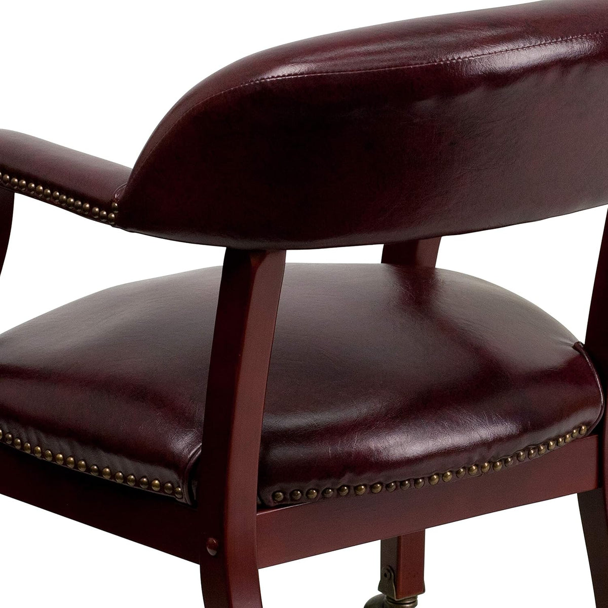 Flash Furniture Sarah Oxblood Conferentiestoel, vinyl, luxe, met accent nagelbekleding en wielen