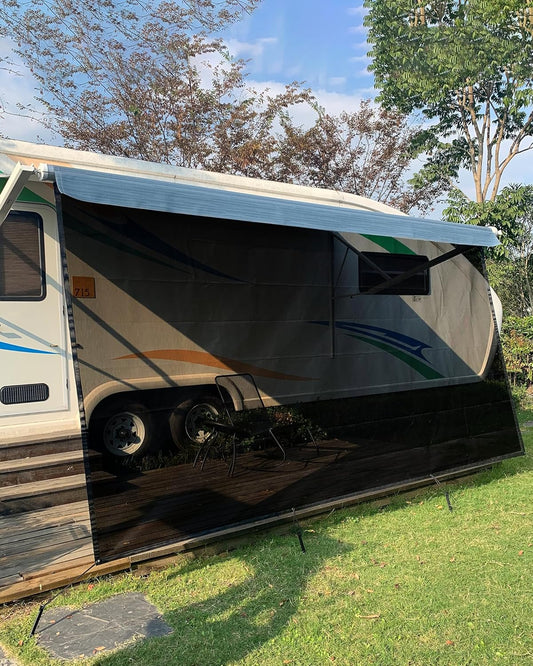 Zonnescherm voor voortent camper, 85% zichtblocker Markisen, zichtbescherming voortent voor campingwagen, camper, caravan (Hoogte 2,13m x Breedte 3,3m)