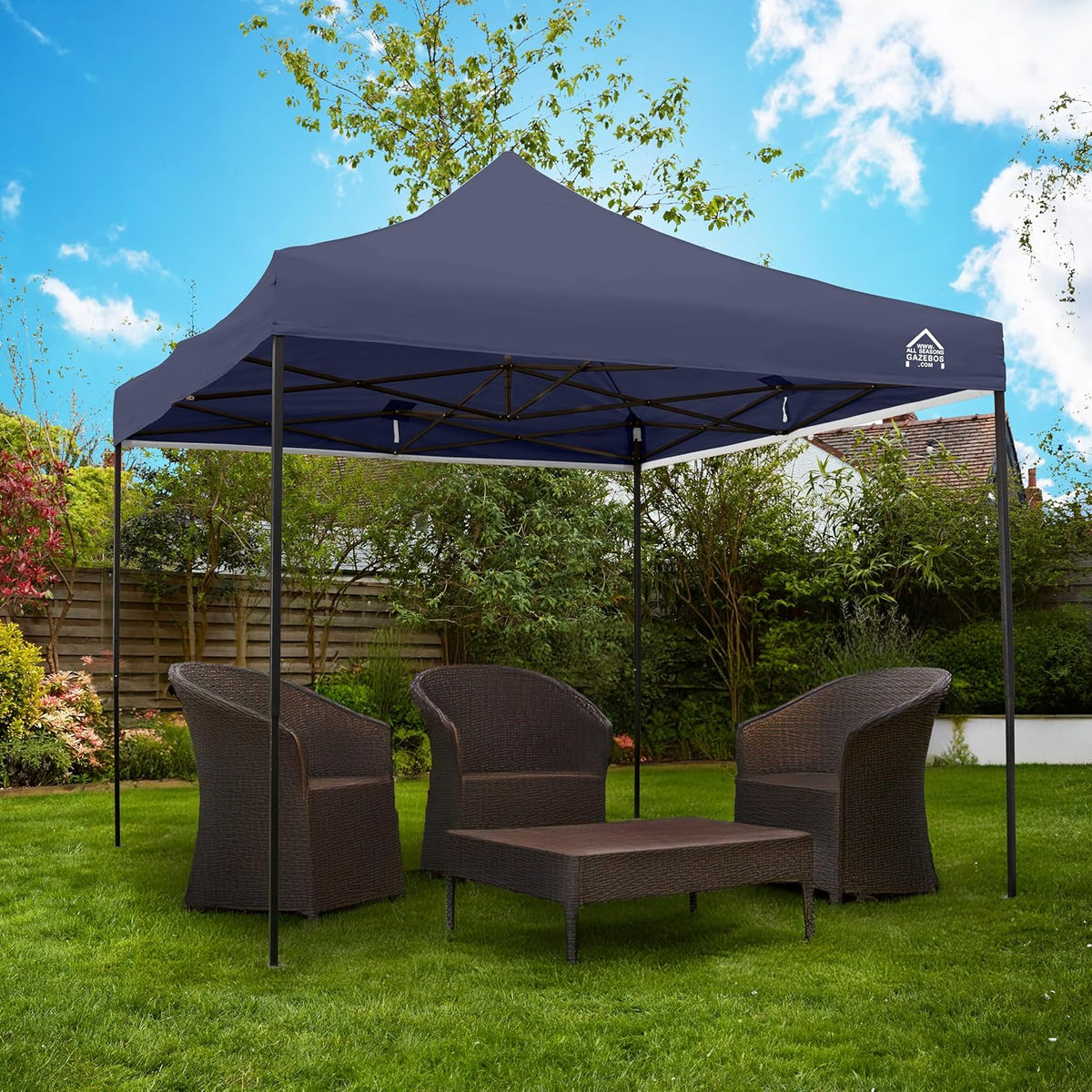 All Seasons Gazebos 3x3m Heavy Duty Fully Waterproof Pop Up Gazebo with Accessory Pack - Navy Blue