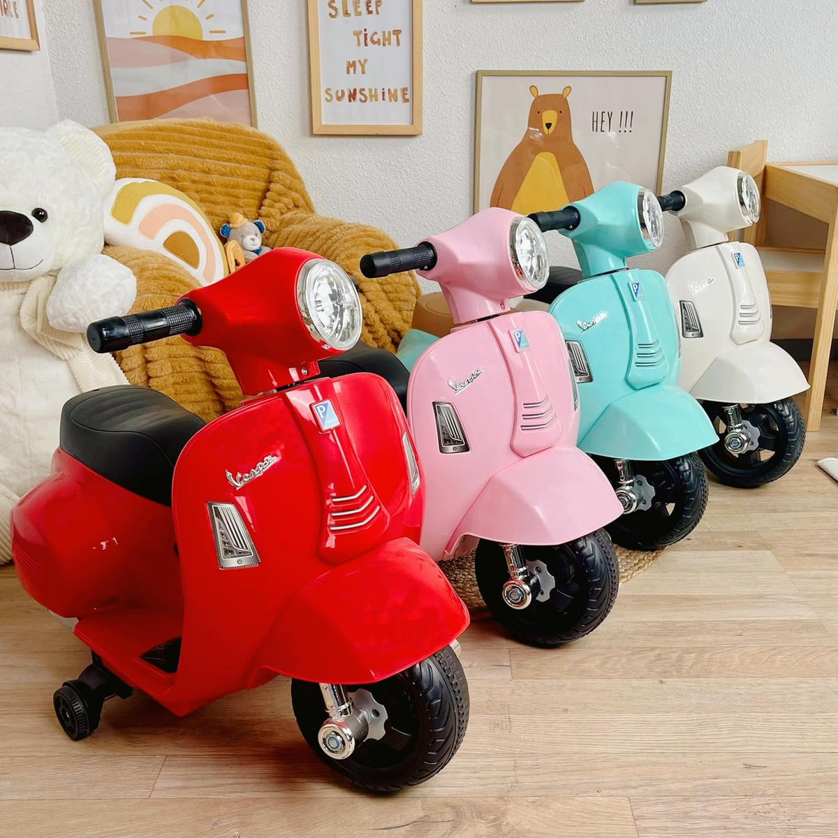 TURBO CHALLENGE - Vespa Gts - Elektrische Drager - 119150 - Scooter - Wit - Klaar om te Rijden - Max 25 kg - Plastic - Oplaadbare Batterijen - Vanaf 24 maanden