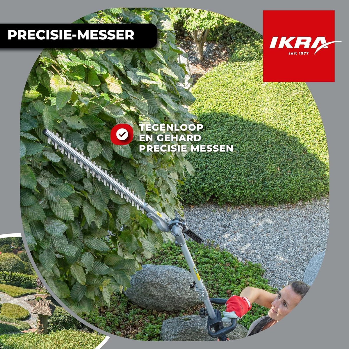 IKRA Benzine multifunctioneel tuingereedschap Multitool IBKH 33-1, 4in1: bosmaaier, gazontrimmer, heggenschaar, hoogsnoeier