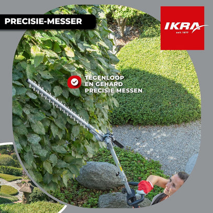 IKRA Benzine multifunctioneel tuingereedschap Multitool IBKH 33-1, 4in1: bosmaaier, gazontrimmer, heggenschaar, hoogsnoeier