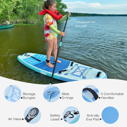Niphean (Ultralicht) opblaasbaar paddleboard met (Beginner-vriendelijk) stabilTrac vin en duurzame SUP-accessoires, 10 'stand-up paddleboards voor volwassenen en jongeren, veelzijdig yoga-paddleboard