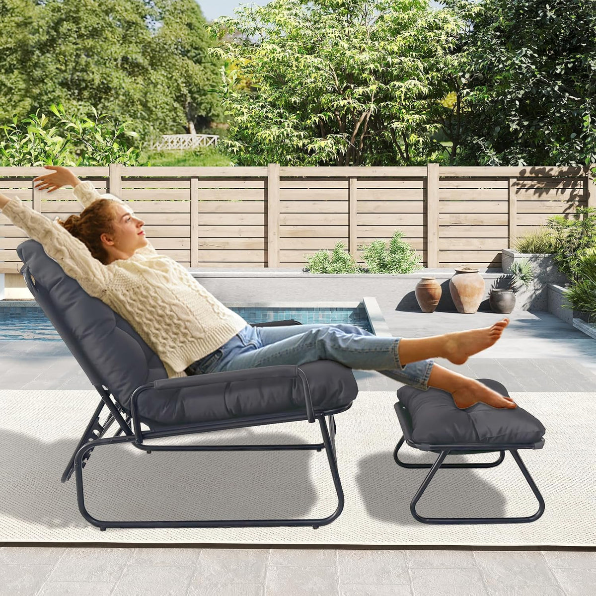 Relaxfauteuil – Relaxstoel – Tv-fauteuil – Verstelbare Zetel – Leunstoel Met Voetenbank – Verstelbare Rugleuning – Stevig Metalen Frame – Ruime Afmetingen 83x74x130 cm