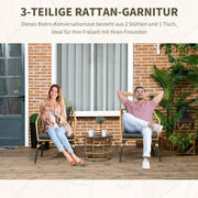 Tuinstoelen - Tuinmeubelen - 3-Delige - Tuin Eettafelstoelen - Inklapbaar Stoelen & Tafel - Weerbestendig - Stabiel - met Kussen - voor Terras - Balkon - Staal - 46 x 37 cm Tafel - 62 x 65 x 78 cm Stoel - Zand/Zwart