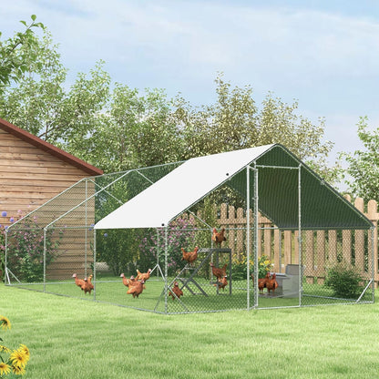 PawHut chicken coop outdoor enclosure XXL outdoor chicken coop with shade roof lock outdoor enclosure for 12-18 chickens duck rabbit steel 3x6x2m - QUORE