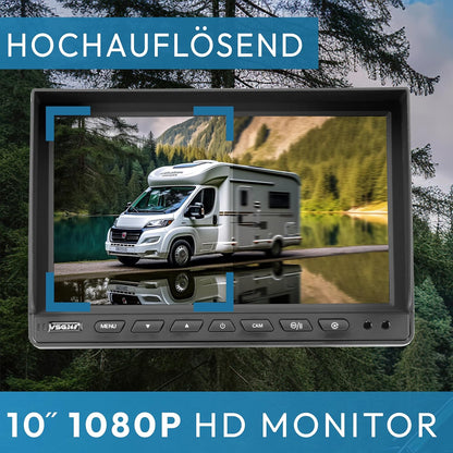VSG24 7"professionele achteruitrijmonitor / 12-24 volt/afstandslijnen/spiegelend beeld / 2 video-ingangen/off-vertraging/e-goedkeuring/camerastroomvoorziening/elect-serie 22D. 10" QUAD Rückfahrmonitor