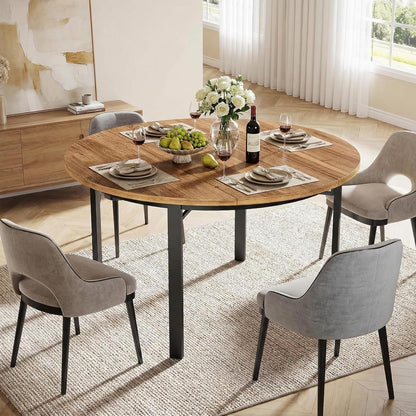 Ronde Eettafel – Cirkel Tafel – Keukentafel – Ontbijttafel – Eetkamertafel – 119 cm Diameter – Water- en Krasbestendig MDF Metalen Poten