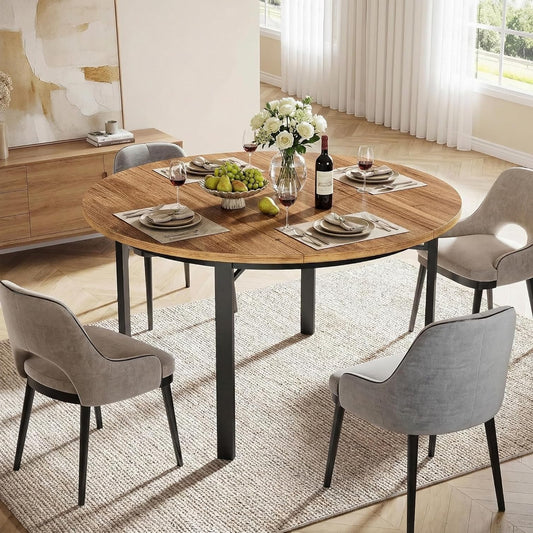 Ronde Eettafel – Cirkel Tafel – Keukentafel – Ontbijttafel – Eetkamertafel – 119 cm Diameter – Water- en Krasbestendig MDF Metalen Poten