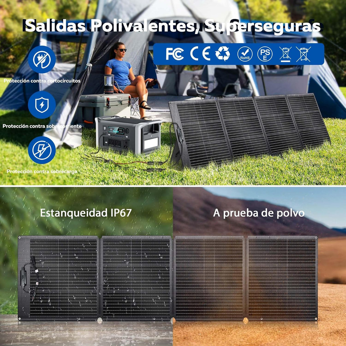 Solar Panel Foldable 200W, Monocrystalline Solar Panels, 25% High-Efficient Portable Solar Panel, Foldable Solar Panel for Powerstation, RV, Camping, Off Grid, Camper, Outdoor - QUORE