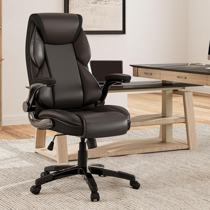 Bureaustoel – Kantoorstoel – Computerstoel – Gamestoel – Office Chair – PU-leder – 90° Opklapbare Armleuningen – Ergonomische Lendensteun