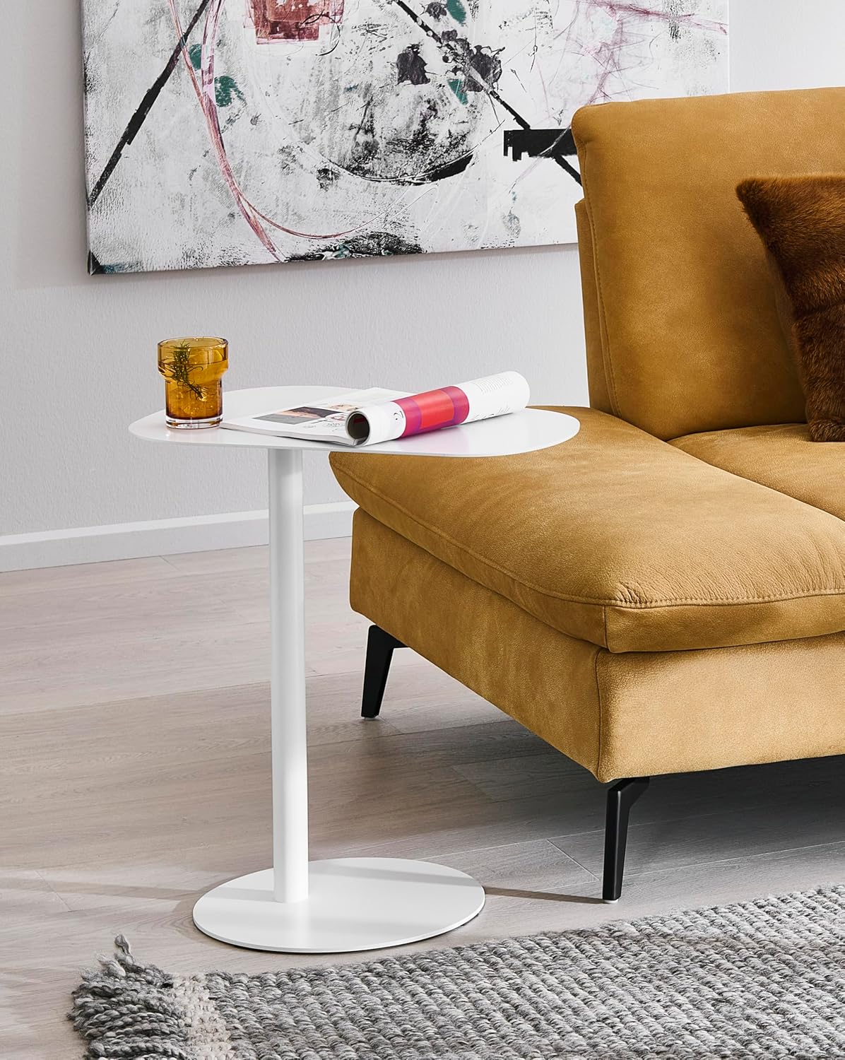 HAKU Bijzettafel wit, metaal - Maat: B 53 cm x H 60 cm x D 38 cm, Stijl: Modern