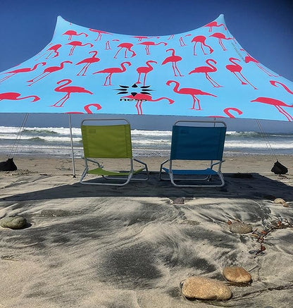 Neso tenten strandtent met zandanker, draagbare luifel zonnescherm - 2,1 mx 2,1 m - gepatenteerde versterkte hoeken (Maagdenpalm blauw)