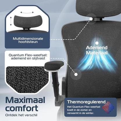 Bureaustoel – Office Chair – Gamestoel – Computerstoel – Kantoorstoel – Ergonomisch Mesh – Verstelbare Armleuningen – Draagkracht 200 kg