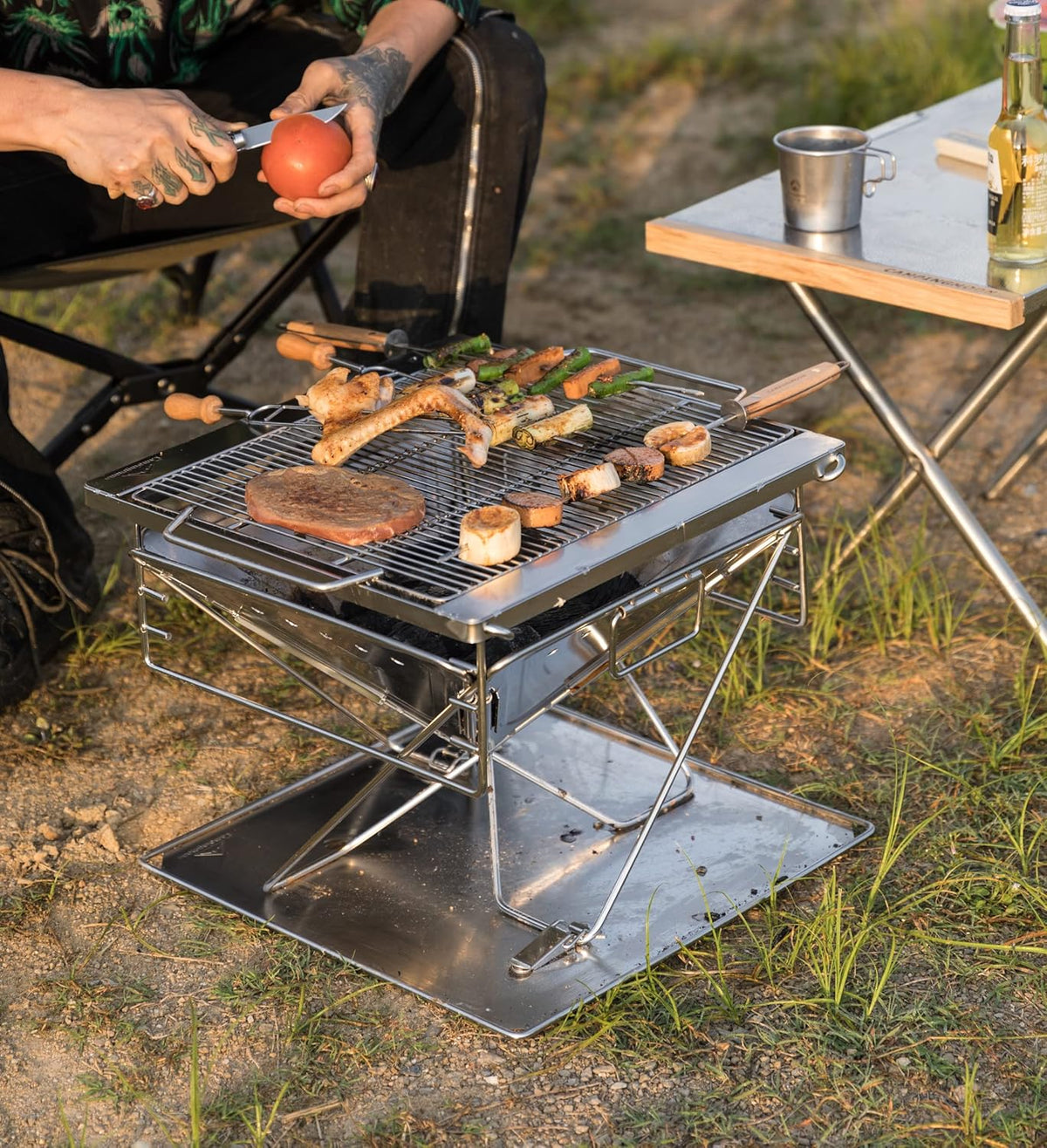 Campingmoon BBQ Grill Vuurkorf Opvouwbaar RVS - Large MT-045