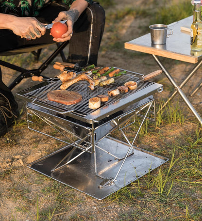 Campingmoon BBQ Grill Vuurkorf Opvouwbaar RVS - Large MT-045