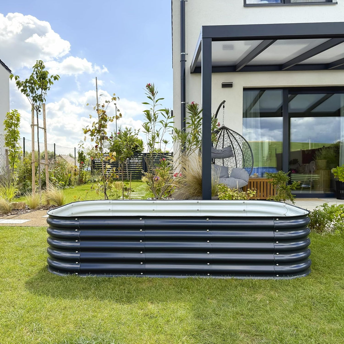 Verhoogd bed van metaal 240 x 60 x 43 cm - Modulaire 9-in-1 verhoogde bedden kit - Roestvrije verhoogde bedden voor tuin van premium Zn-Al-Mg staal - Min. 20 jaar levensduur - 43 cm hoog