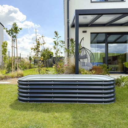 Verhoogd bed van metaal 240 x 60 x 43 cm - Modulaire 9-in-1 verhoogde bedden kit - Roestvrije verhoogde bedden voor tuin van premium Zn-Al-Mg staal - Min. 20 jaar levensduur - 43 cm hoog