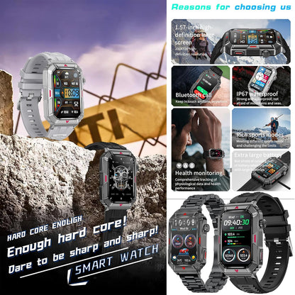 Smartwatch Herren met Bellen/Kiezen via Bluetooth, 1,57” AMOLED Smart Watch voor Herrens, Slaapmonitor Menstruatie Volgen, Calorie Stappenteller Stopwatch Activity-Armband voor Android iOS (Zwart)