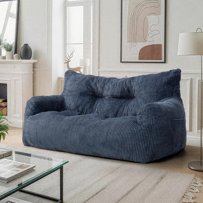 Pamapic Zitzak voor volwassenen met vulling, dubbele woonkamerstoel met draagbare handgreep, ergonomisch, modern, voor woonkamer, slaapkamer, speelkamer, blauw