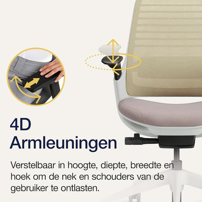 Ergonomische Bureaustoel – Bureaustoel Draaibaar – Bureaustoel Met Armleuningen – Kantoorstoel – Werkstoel – LiveBack Net Rugleuning – Verstelbare Lendensteun en 4D-armleuningen