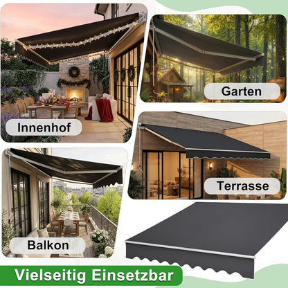 Aluminium Balkonluifel – Zonwering – Cassette Luifel – Knikarm Luifel – Zonneluifel – 2,5 x 2 Meter – Waterdicht Polyester – Robuust Aluminium Frame