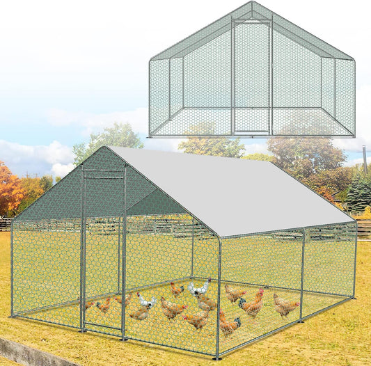 Kippenhok XXL – Kippenren – Pluimveeverblijf – Dierenhok – Kipverblijf – 3x3x2 m – Gegalvaniseerd Stalen Frame – Waterdicht PE Doek