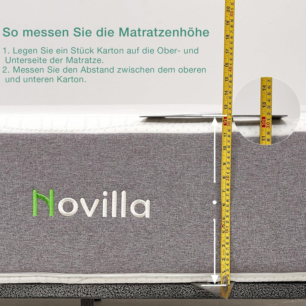 Novilla Matras, 140 x 200 cm, H2 en H3, 7 zones, koudschuimmatras, overtrek 60 graden, wasbaar, schuimrolmatras, 2-in-1, Oeko-Tex-gecertificeerd, hoogte 18 cm
