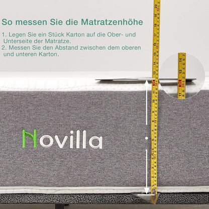 Novilla Matras, 140 x 200 cm, H2 en H3, 7 zones, koudschuimmatras, overtrek 60 graden, wasbaar, schuimrolmatras, 2-in-1, Oeko-Tex-gecertificeerd, hoogte 18 cm