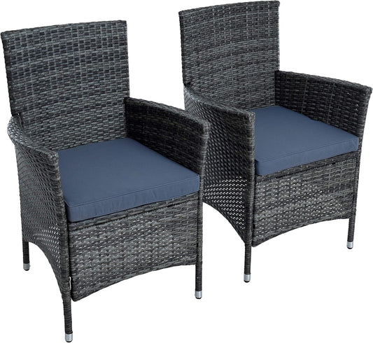 ESTEXO Polyrattan Garden Chair Set, 2-Piece Chair Set, Rattan Chair, Garden Chair, Rattan Chairs, Balcony Chairs, Outdoor Chairs, Balcony Chair, Anthracite Grey - QUORE