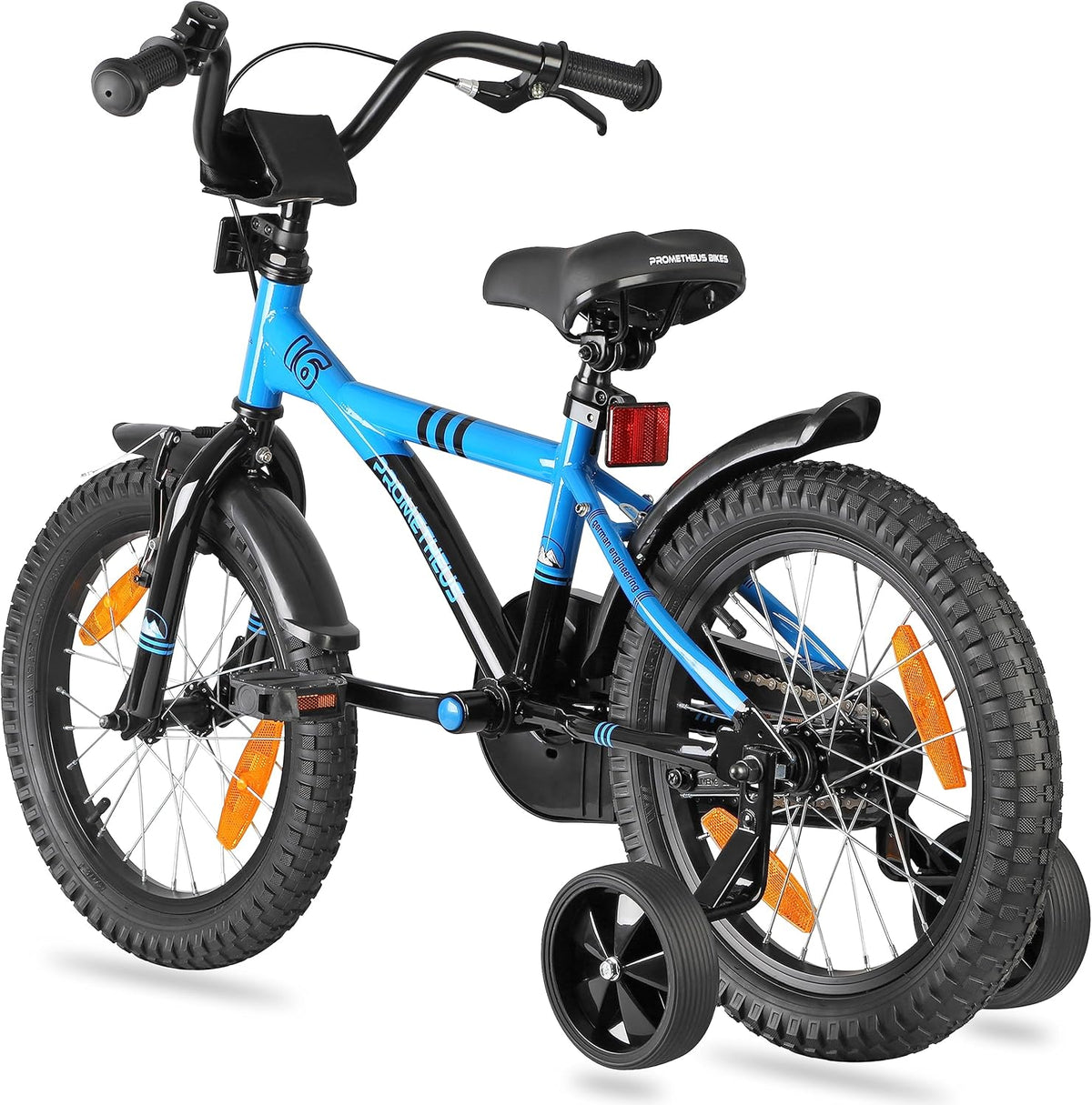 PROMETHEUS BICYCLES kinderfiets 16 inch fiets jongens meisjes van 5 jaar oude met zijwieltjes terugtraprem in blauw BMX