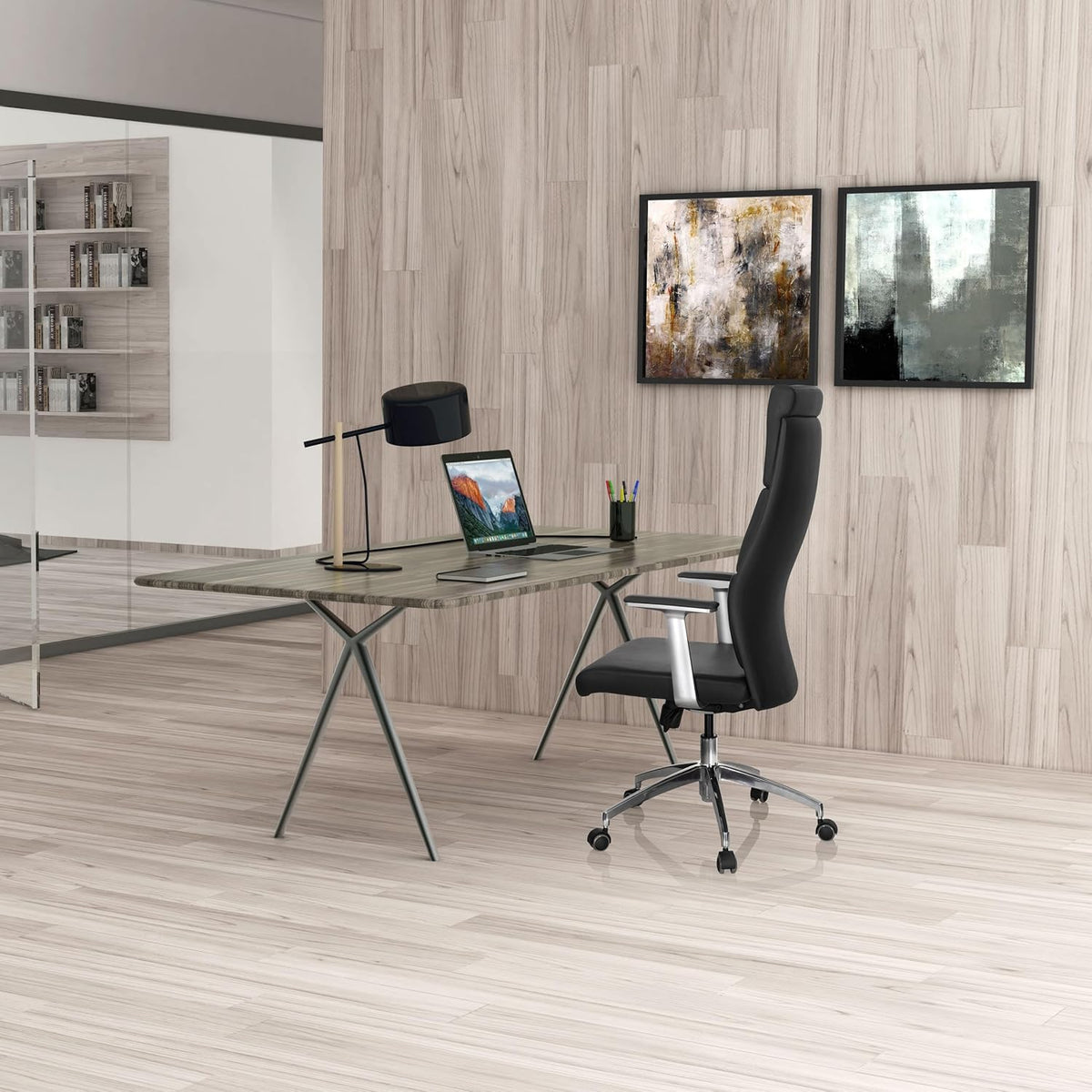 hjh OFFICE 600400 directiestoel MONZA 20 leder zwart bureaustoel bureaustoel bekleed hoge rugleuning