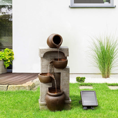 Teamson Home Buiten Tuin Water Fontein - Waterornament - Zonne-Energie - 4 Lagen Pot Ontwerp - Waterval - Tuindecoratie - Binnen & Buiten - Met Pomp - 31 x 26.2 x 72.4 (cm)